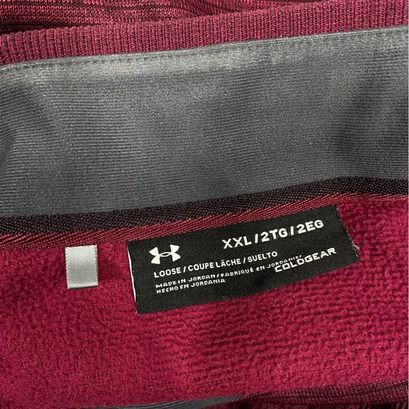 Under Armour Men’s Striped Burgundy Loose Cold Gear Pull Over - Picture 5 of 6